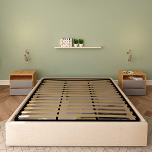 Baldiflex letto contenitore king size queen size senza testata in tessuto Cloe beige fronte