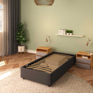 Baldiflex letto contenitore singolo senza testata in tessuto Cloe caffe laterale