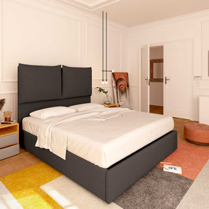 Baldiflex letto contenitore king size in tessuto Licia XL beige da sinistra