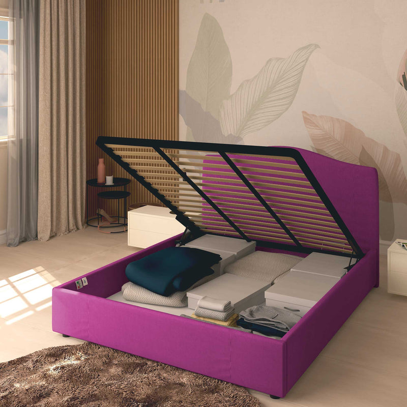 King size / queen size storage bed in Vittoria fabric