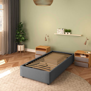 Baldiflex letto contenitore singolo senza testata in tessuto Cloe grigio antracite da destra