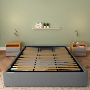 Baldiflex letto contenitore king size queen size senza testata in tessuto Cloe grigio antracite frontale