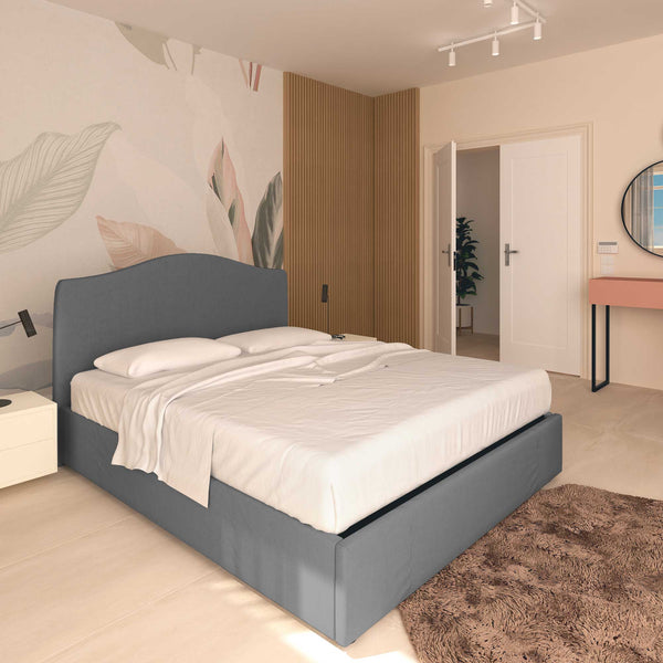 baldiflex letto contenitore vittoria matrimoniale tessuto grigio antracite da sinistra