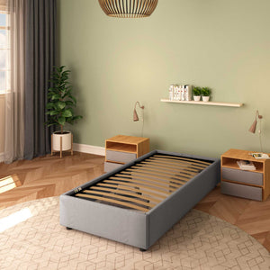 Baldiflex letto contenitore singolo senza testata in tessuto Cloe grigio da destra