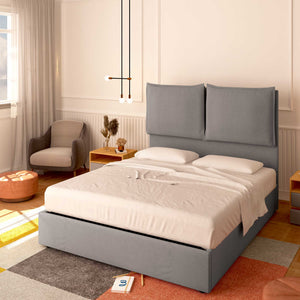 Baldiflex letto contenitore piazza e mezza in tessuto Licia XL grigio da destra