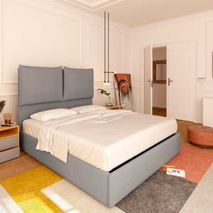 Baldiflex letto contenitore matrimoniale in tessuto Licia XL grigio da sinistra