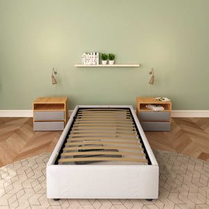 Baldiflex letto contenitore singolo senza testata in tessuto Cloe grigio chiaro fronte