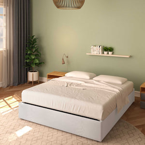 Baldiflex letto contenitore king size queen size senza testata in tessuto Cloe grigio chiaro