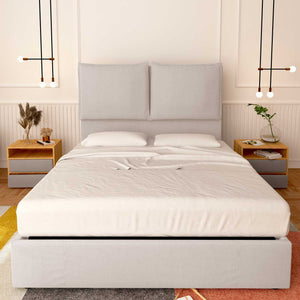 Baldiflex letto contenitore matrimoniale in tessuto Licia XL grigio chiaro fronte