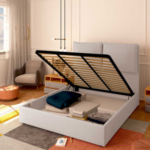 Baldiflex letto contenitore matrimoniale in tessuto Licia XL grigio chiaro