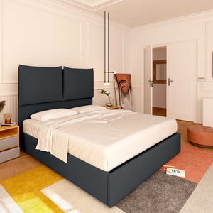 Baldiflex letto contenitore matrimoniale in tessuto Licia XL grigio grafite da sinistra