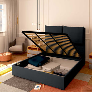 Baldiflex letto contenitore piazza e mezza in tessuto Licia XL grigio grafite