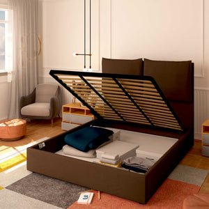 Baldiflex letto contenitore matrimoniale in tessuto Licia XL marrone