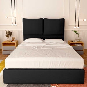 Baldiflex letto contenitore matrimoniale in tessuto Licia XL nero fronte