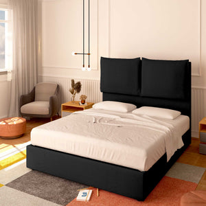 Baldiflex letto contenitore matrimoniale in tessuto Licia XL nero da destra