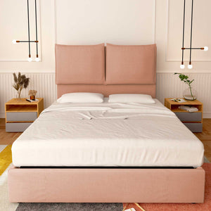 Baldiflex letto contenitore matrimoniale in tessuto Licia XL rosa antico fronte