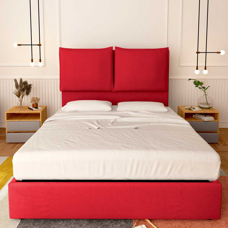 Baldiflex letto contenitore king size in tessuto Licia XL rosso fronte