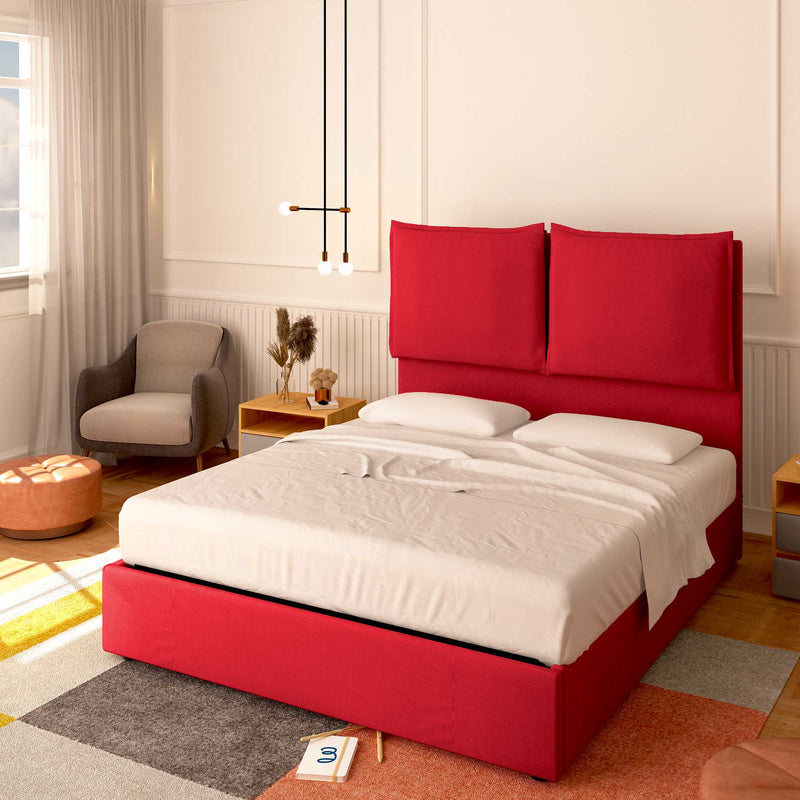 Baldiflex letto contenitore king size in tessuto Licia XL rosso da destra