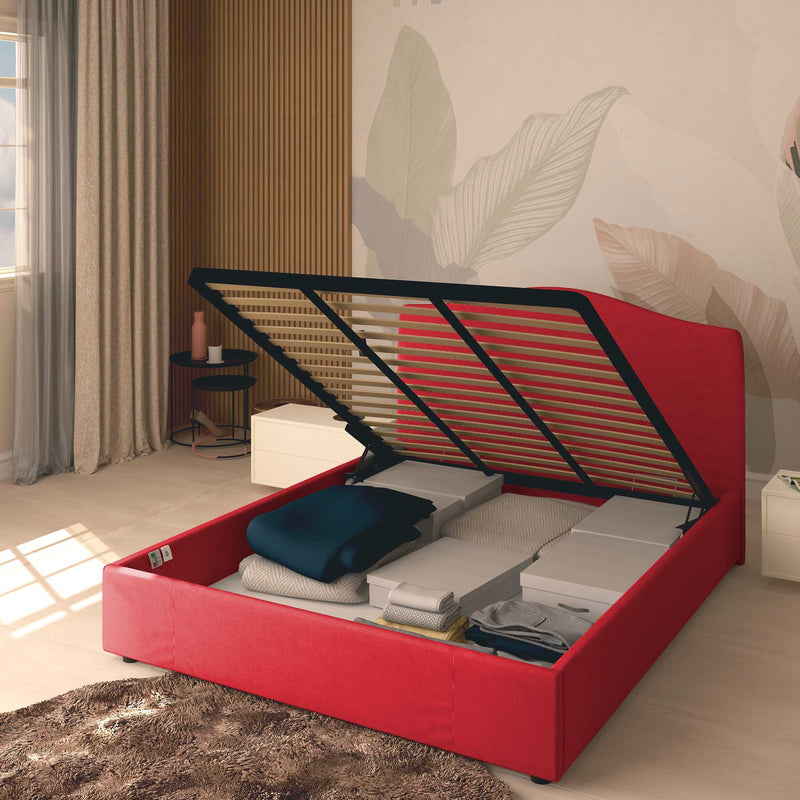 King size / queen size storage bed in Vittoria fabric