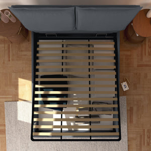 Baldiflex letto contenitore matrimoniale in tessuto sfoderabile Licia grigio antracite