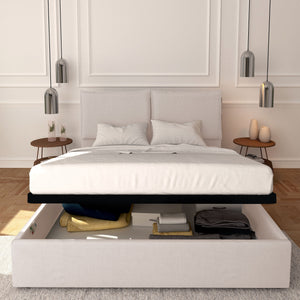 Baldiflex letto contenitore matrimoniale in tessuto sfoderabile Licia grigio chiaro