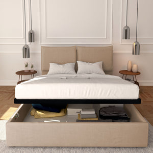 Baldiflex letto contenitore matrimoniale in tessuto sfoderabile Licia grigio talpa