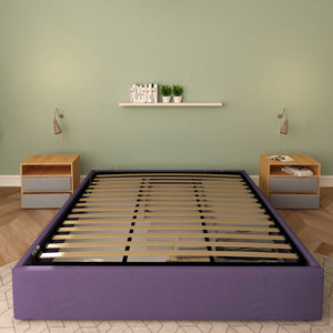 Baldiflex letto contenitore king size queen size senza testata in tessuto Cloe viola fronte