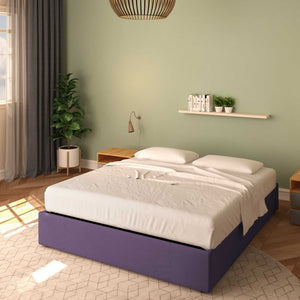 Baldiflex letto contenitore king size queen size senza testata in tessuto Cloe viola