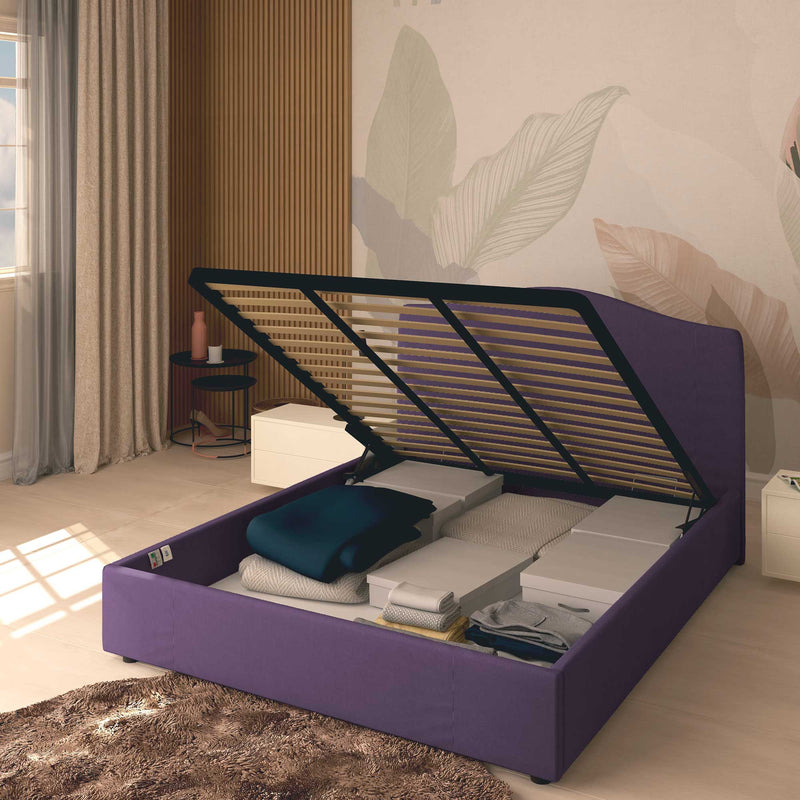 King size / queen size storage bed in Vittoria fabric