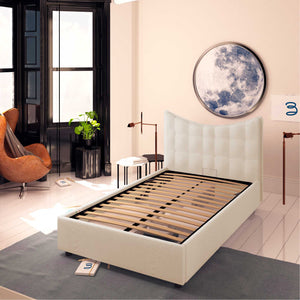 Baldiflex letto contenitore piazza e mezza in ecopelle Moon bianco da destra