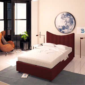 Baldiflex letto contenitore piazza e mezza in ecopelle Moon bordeaux da destra da destra con materasso