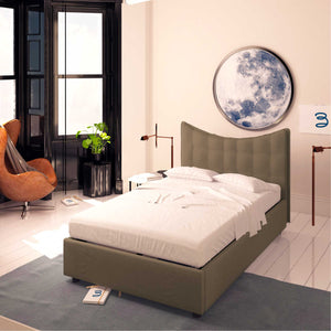 Baldiflex letto contenitore piazza e mezza in ecopelle Moon grigio talpa da destra