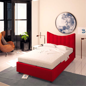 Baldiflex letto contenitore piazza e mezza in ecopelle Moon rosso da destra