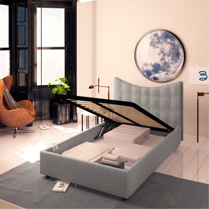 Baldiflex letto contenitore piazza e mezzo in tessuto Moon grigio