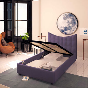 Baldiflex letto contenitore piazza e mezzo in tessuto Moon verde viola