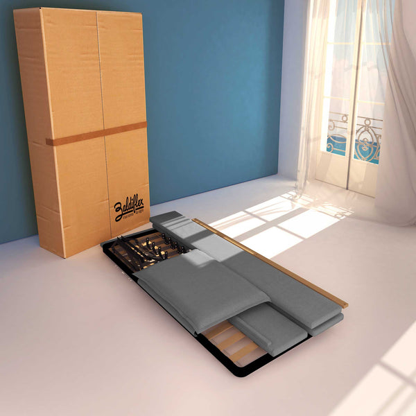 Baldiflex letto contenitore a una piazza e mezzo in tessuto sfoderabile Licia grigio antracite