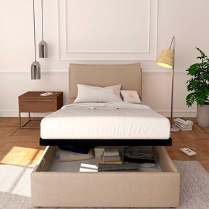 Baldiflex letto contenitore a una piazza e mezzo in tessuto sfoderabile Licia grigio talpa