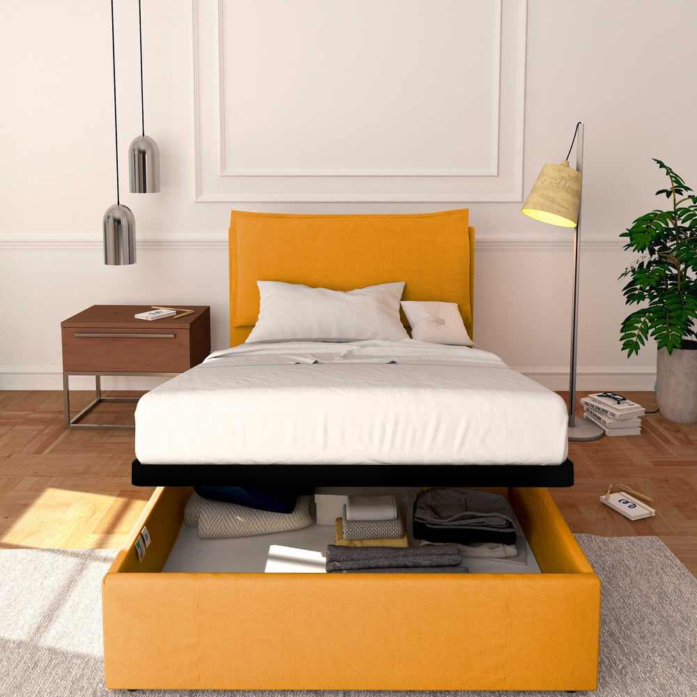 Container bed one and a half size Licia + Bros 1600 spring mattress + Mattress cover