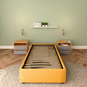 Baldiflex letto contenitore singolo senza testata in tessuto Cloe mango fronte