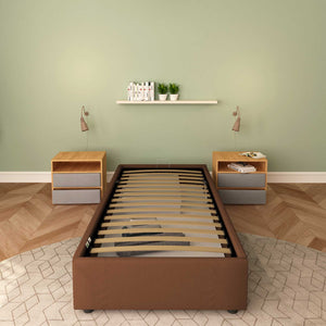 Baldiflex letto contenitore singolo senza testata in tessuto Cloe marrone fronte