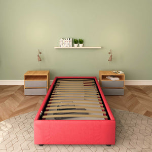 Baldiflex letto contenitore singolo senza testata in tessuto Cloe rosso fronte