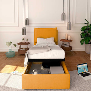 Baldiflex letto contenitore singolo in tessuto sfoderabile Licia mango