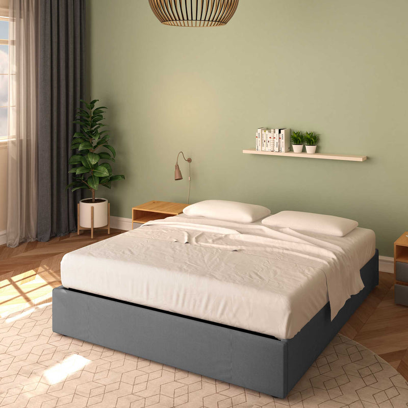 baldiflex letto tessuto grigio antracite king size queen size senza testata cloe