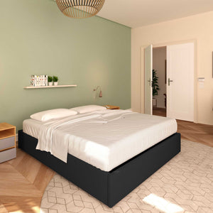 baldiflex letto tessuto nero king size queen size senza testata cloe