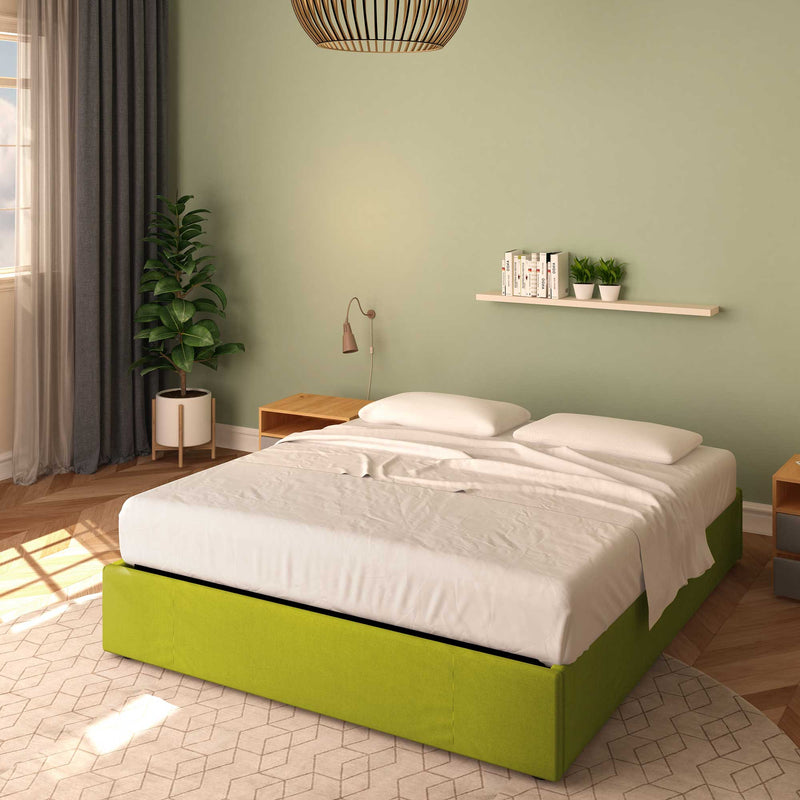 baldiflex letto tessuto verde king size queen size senza testata cloe