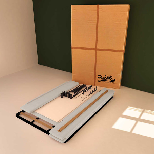 Baldiflex letto contenitore piazza e mezza in ecopelle sfoderabile Rossano bianco scatola