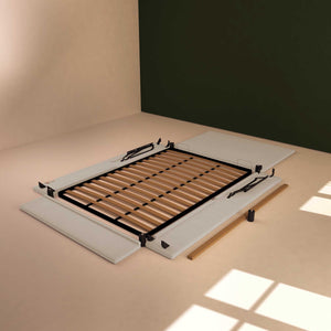 Baldiflex letto contenitore piazza e mezza in ecopelle sfoderabile Rossano bianco smontato