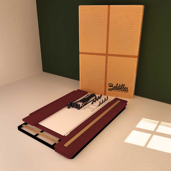 Baldiflex letto contenitore piazza e mezza in ecopelle sfoderabile Rossano bordeaux scatola