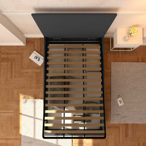 Baldiflex letto contenitore piazza e mezza in ecopelle sfoderabile Rossano grigio scuro top