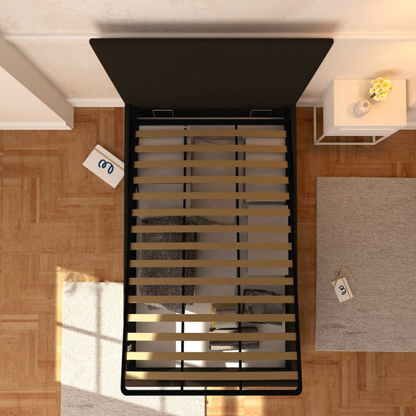 Baldiflex letto contenitore piazza e mezza in ecopelle sfoderabile Rossano marrone scuro top